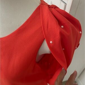 Orange Beautiful Semi cold shoulder orange blouse